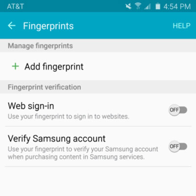 Samsung-Fingerabdrucksperre verwalten