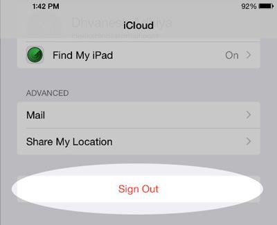 sign out to delete icloud account