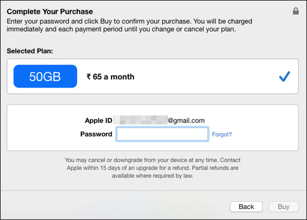 enter apple id and password