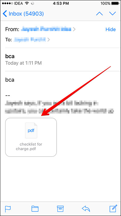 tap to save email attachment to icloud drive