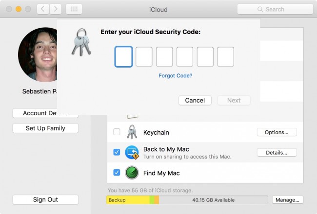 enter passcode to setup and use icloud keychain