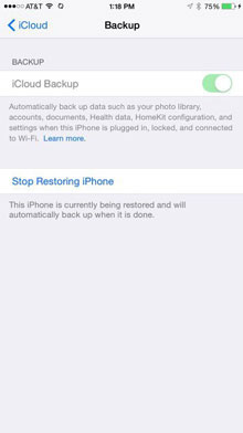 stop restoring iphone