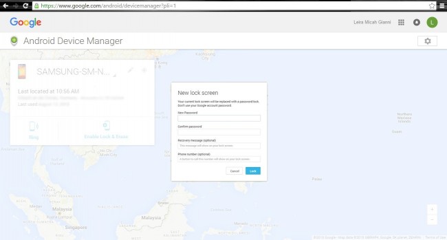 Android Device Manager Neuer Sperrbildschirm