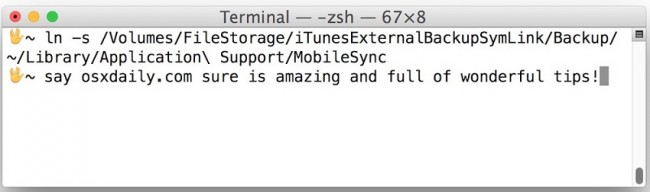 Back up iPad to External Hard Drive with iTunes- launch terminal