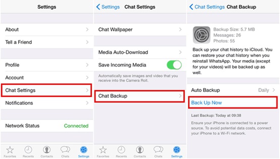 whatsapp photos from iphone to pc/mac -Take backup on iCloud