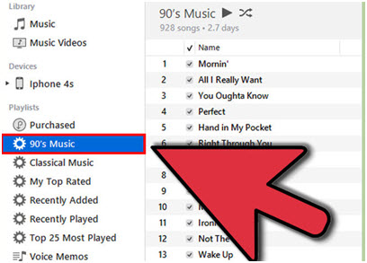Esportare la Playlist di iTunes con File Musicali Tramite iTunes- selezionare la playlist