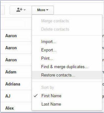 Retrieve Deleted Contacts from Gmail