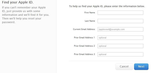 Geben Sie die Apple-ID ein, um das vergessene iCloud-Passwort wiederherzustellen
