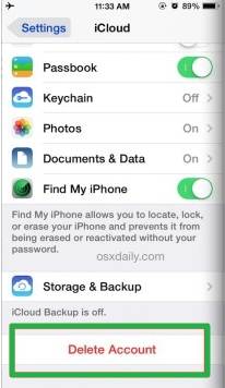delete iCloud account processing