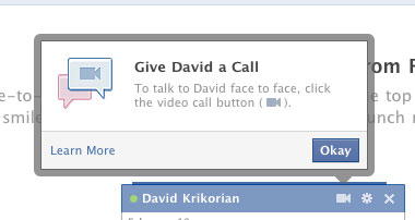 facebook video chat check button