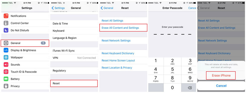 工厂重置iPhone没有iTunes