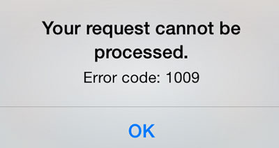 错误1009 iphone