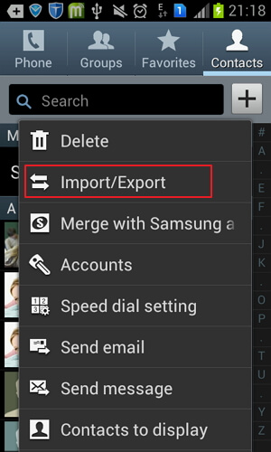 exporter contact android