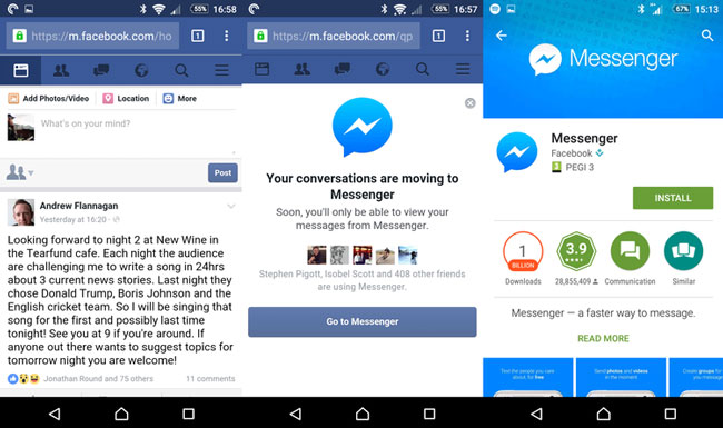 log into facebook messenger without app