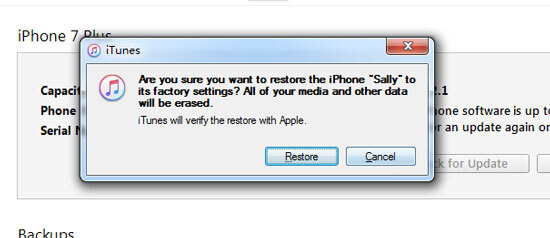 itunes iphone passcode reset