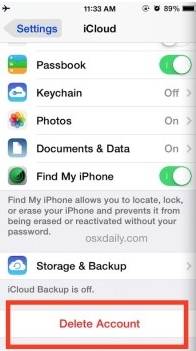 supprimer le compte iCloud sur iPhone et iPad