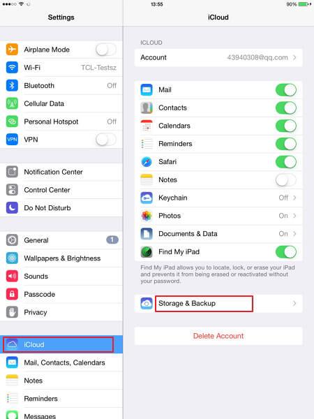  backup ipad con icloud 