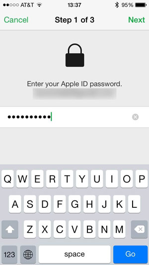 entrer l'identifiant Apple effacer l'iphone