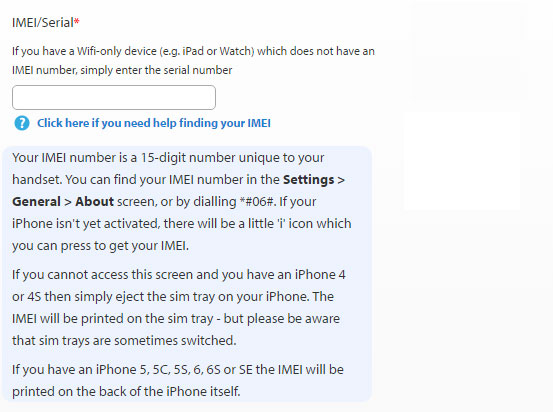 Imei number iphone 5s unlock