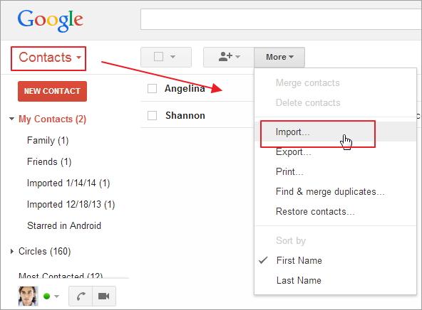 cómo copiar contactos agregar contactos a gmail
