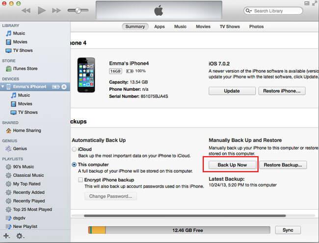 comment sauvegarder l'iPhone dans Mac via iTunes