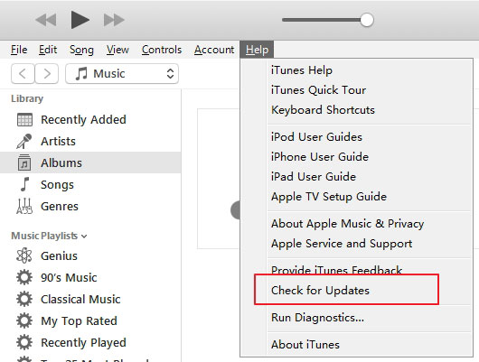 itunes check for updates