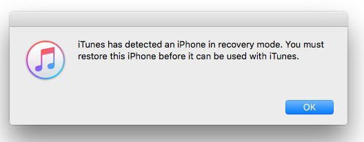 iTunes ha detectado un iPhone en modo de recuperación