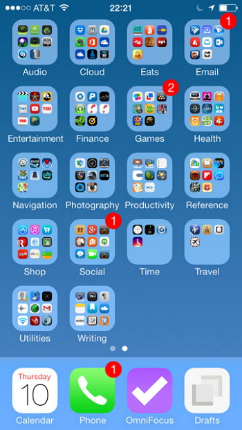 Ordner oder neue Seiten zur Verwaltung von Apps auf dem iPhone verwenden