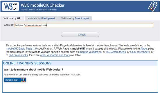 Handy-Emulator-W3C mobile ok checker