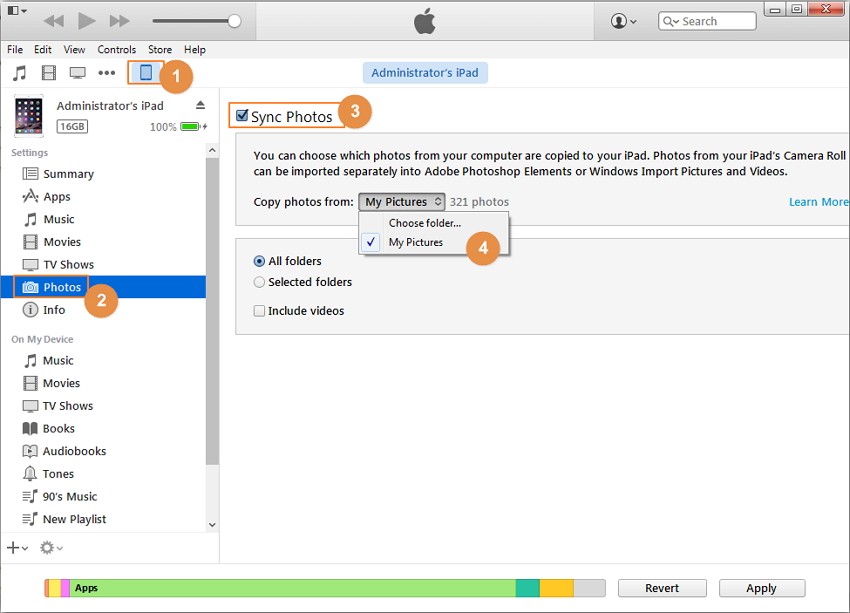 Usa iTunes para Transferir Fotos desde el Ordenador al iPad