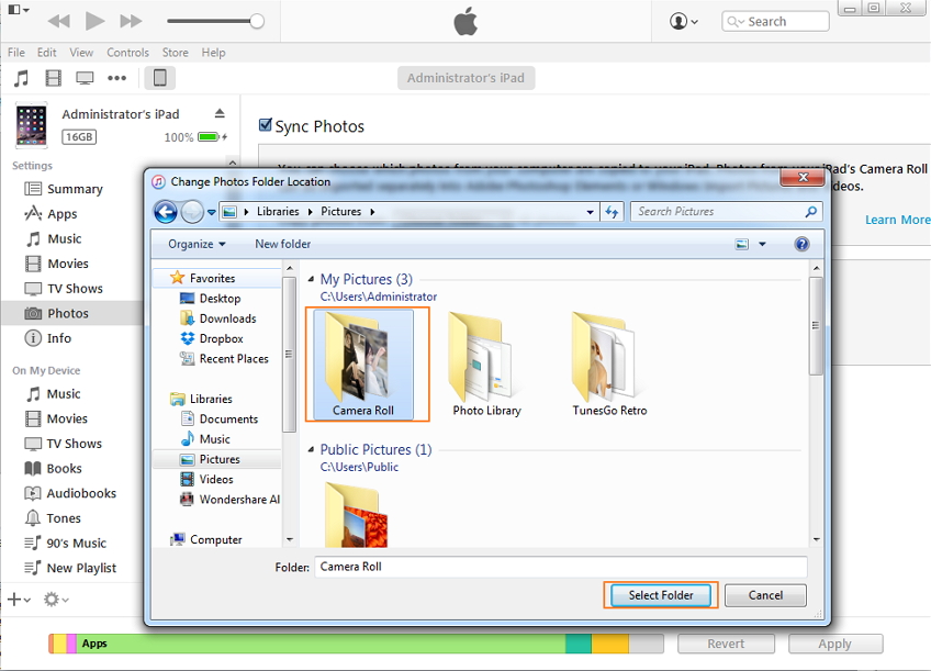  come trasferire foto dal computer a iPad con iTunes 