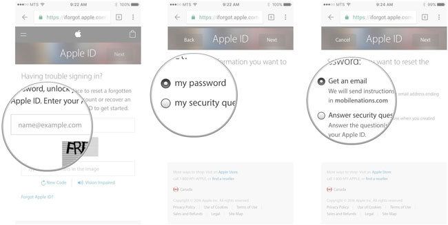 change apple id password reset email