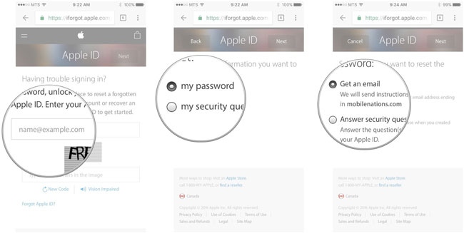 reset forgotten apple id password