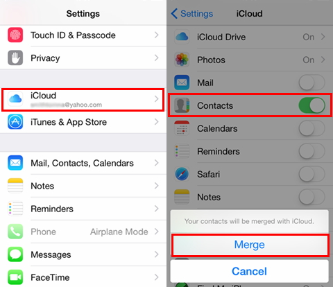 restore iCloud contacts