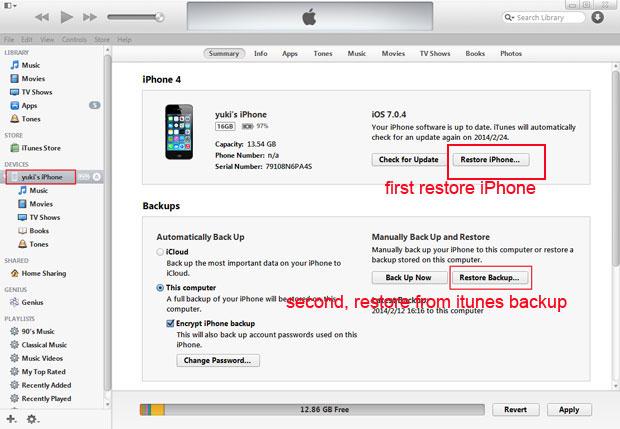 iphone passcode reset itunes