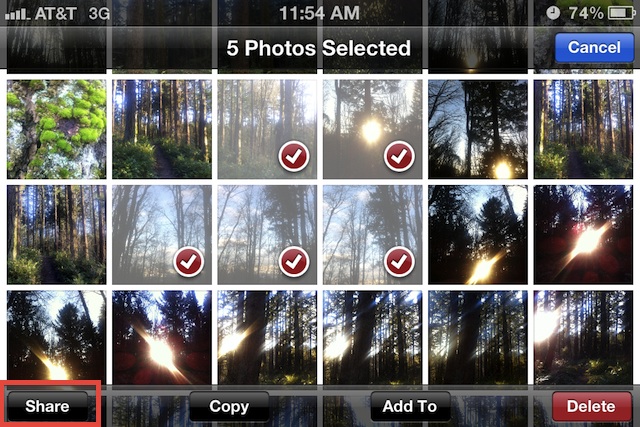 transfira fotos do iPad para o PC usando o E-mail - passo 1: Entre no Camera Roll e selecione as fotos