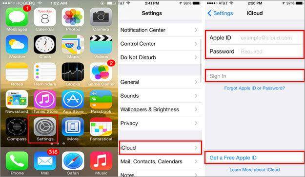 set up iCloud on iPhone, iPad and iPod