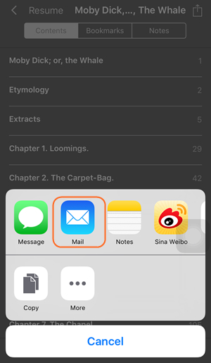 Transferrieren von Büchern vom iPad zum Computer durch eMails  - Schritt 2: Füge ie Bücher zr eMail hinzu