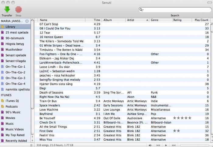 Trasferimenti iPod - Come trasferire da iPod su iTunes o computer - Senuti