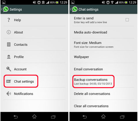 trasferimento messaggi whatsapp tramite backup locale