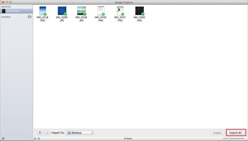 transférer des photos d'ipad vers mac en utilisant l’application Image Capture pour copier des photos