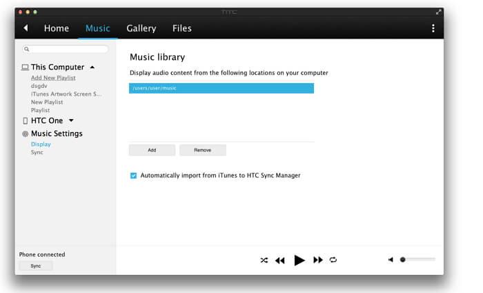 htc one music playlist export