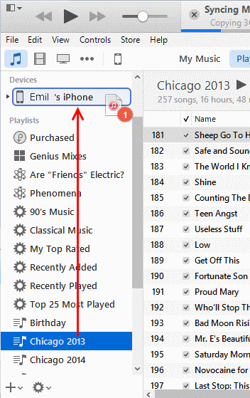 Cómo transferir listas de reproducción de iTunes a iPhone-Sync a tu dispositivo