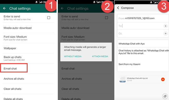 email whatsapp messages from android to iphone