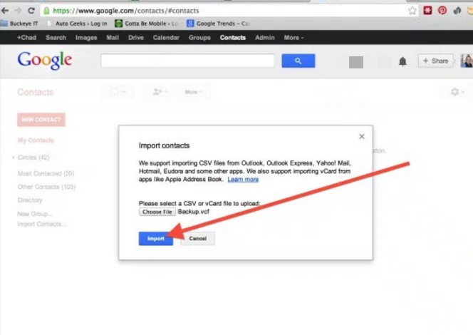salvaguardar contatos do icloud para o gmail