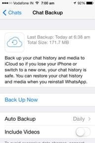 come funziona per il backup automatico whatsapp