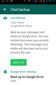 come fare per il backup automatico whatsapp su google drive