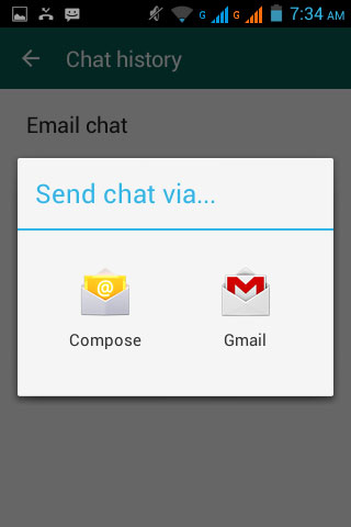back up whatsapp messages to email