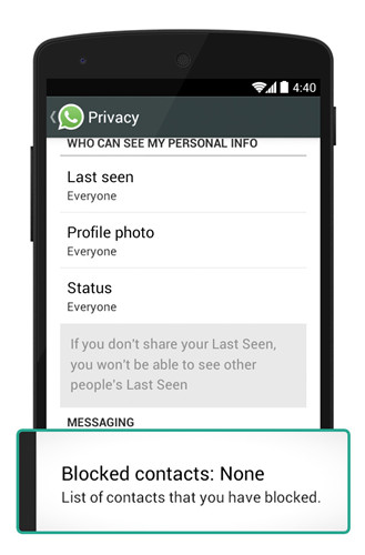 passi per bloccare qualcuno su whatsapp