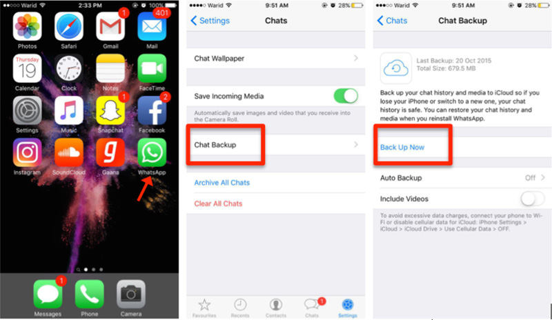 start to transfer whatsapp from iphone to iphone